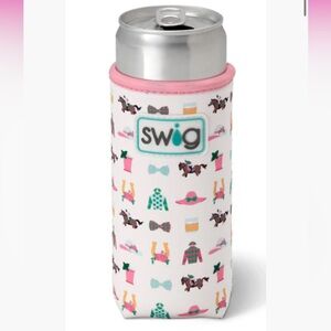 NWT Swig Life Dink Shot Slim Can Coolie Derby Print- so cute.